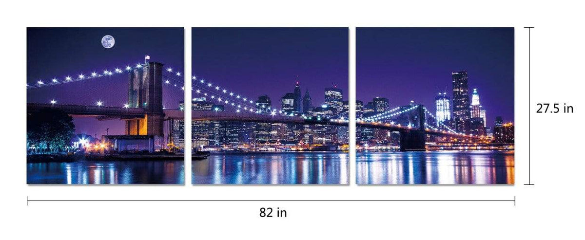 Chic Home Cityline 3 Piece Set Wrapped Canvas Wall Art Giclee Print New York Skyline 