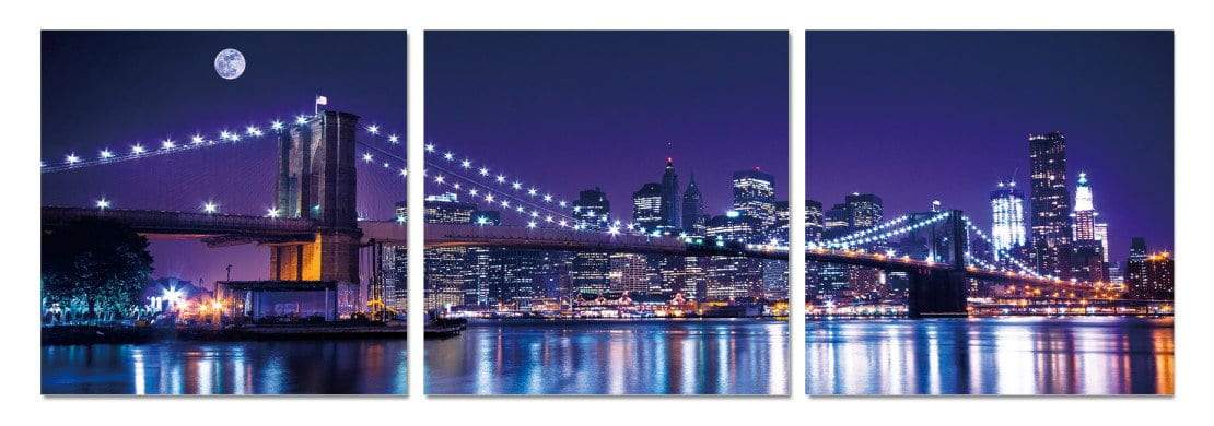 Chic Home Cityline 3 Piece Set Wrapped Canvas Wall Art Giclee Print New York Skyline 