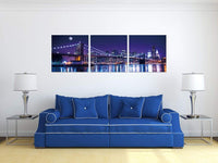 Chic Home Cityline 3 Piece Set Wrapped Canvas Wall Art Giclee Print New York Skyline 16" x 48"