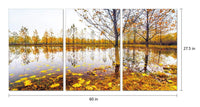 Chic Home Falling Leaves 3 Piece Set Wrapped Canvas Wall Art Giclee Print Autumn Lakeside 