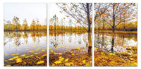 Chic Home Falling Leaves 3 Piece Set Wrapped Canvas Wall Art Giclee Print Autumn Lakeside 