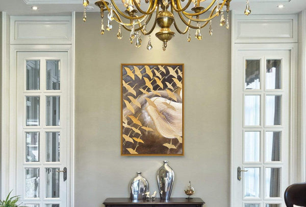 Chic Home Flying Birds 1 Piece Framed Wrapped Canvas Wall Art Giclee Print Swooping Cranes 20" x 15"