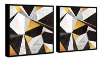 Chic Home Geo France 2 Piece Set Framed Wrapped Canvas Wall Art Giclee Print Geometric Design 