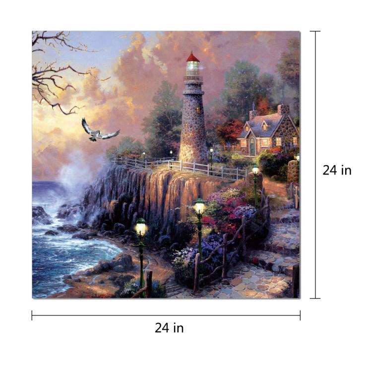 Chic Home Light House 1 Piece Wrapped Canvas Wall Art Giclee Print Lighthouse by the Sea 