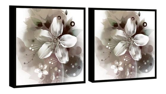 Chic Home Magnolia 2 Piece Set Framed Wrapped Canvas Wall Art Giclee Print Floral Design 