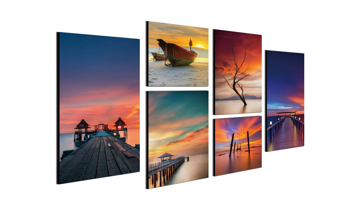 Chic Home Ocean View 6 Piece Set Wrapped Canvas Wall Art Giclee Print Waterfront Scenes 