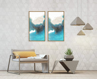 Chic Home Ocean Waves 2 Piece Set Framed Wrapped Canvas Wall Art Giclee Print Abstract Design 