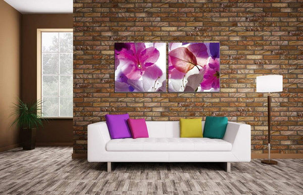 Chic Home Orchid 2 Piece Set Wrapped Canvas Wall Art Giclee Print Photographic Floral Design 16" x 32"