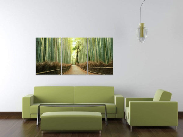 Chic Home Pine Road 3 Piece Set Wrapped Canvas Wall Art Giclee Print Path in the Forest 20" x 40.5"