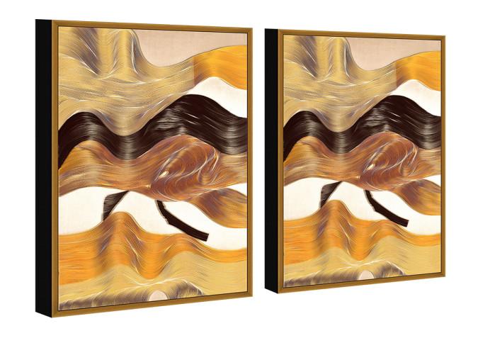 Chic Home Regis 2 Piece Set Framed Wrapped Canvas Wall Art Giclee Print Abstract Design 