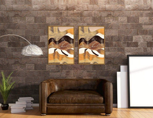 Chic Home Regis 2 Piece Set Framed Wrapped Canvas Wall Art Giclee Print Abstract Design 20" x 31"