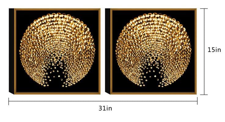 Chic Home Sunburst 2 Piece Set Framed Wrapped Canvas Wall Art Giclee Print Abstract Design 