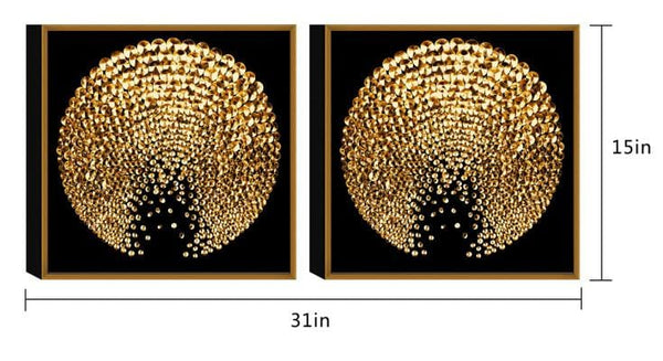Chic Home Sunburst 2 Piece Set Framed Wrapped Canvas Wall Art Giclee Print Abstract Design 