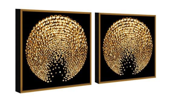 Chic Home Sunburst 2 Piece Set Framed Wrapped Canvas Wall Art Giclee Print Abstract Design 