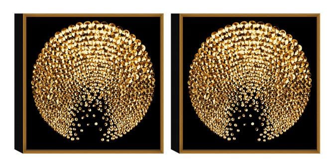 Chic Home Sunburst 2 Piece Set Framed Wrapped Canvas Wall Art Giclee Print Abstract Design 