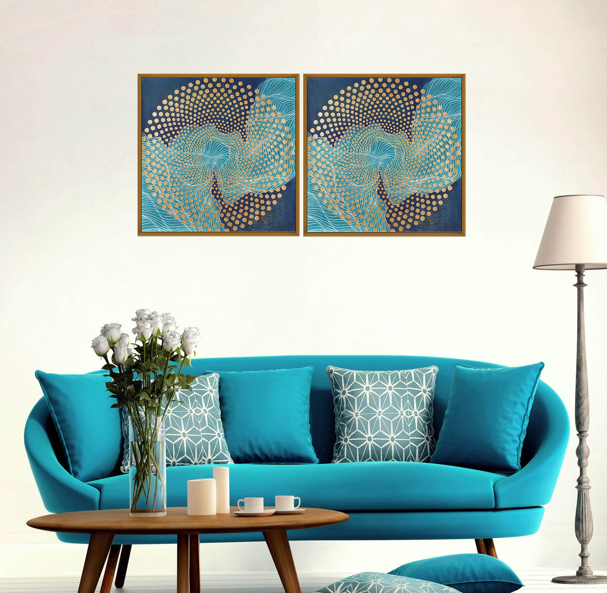 Chic Home Veneta 2 Piece Set Framed Wrapped Canvas Wall Art Giclee Print Abstract Design 