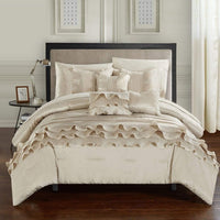 Chic Home Denver 10 Piece Ruffled Comforter Set Beige