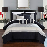 Chic Home Diamante 12 Piece Color Block Comforter Set Beige