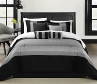Chic Home Diamante 12 Piece Color Block Comforter Set Black