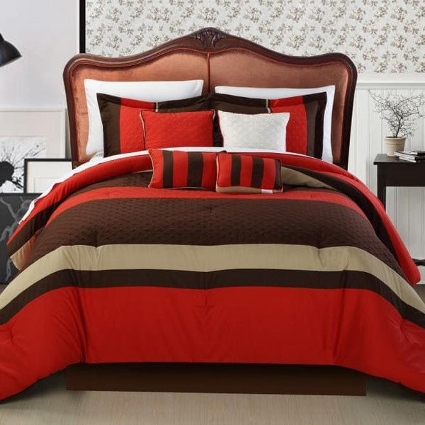 Chic Home Diamante 12 Piece Color Block Comforter Set Brick