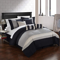 Chic Home Diamante 8 Piece Color Block Comforter Set 