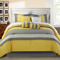 Chic Home Diamante 8 Piece Color Block Comforter Set Yellow