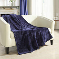 Chic Home Dijon Faux Fur Waffle Textured Throw Blanket Navy