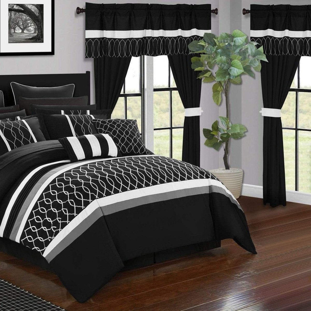 Chic Home Dinah 24 Piece Color Block Comforter Set Black