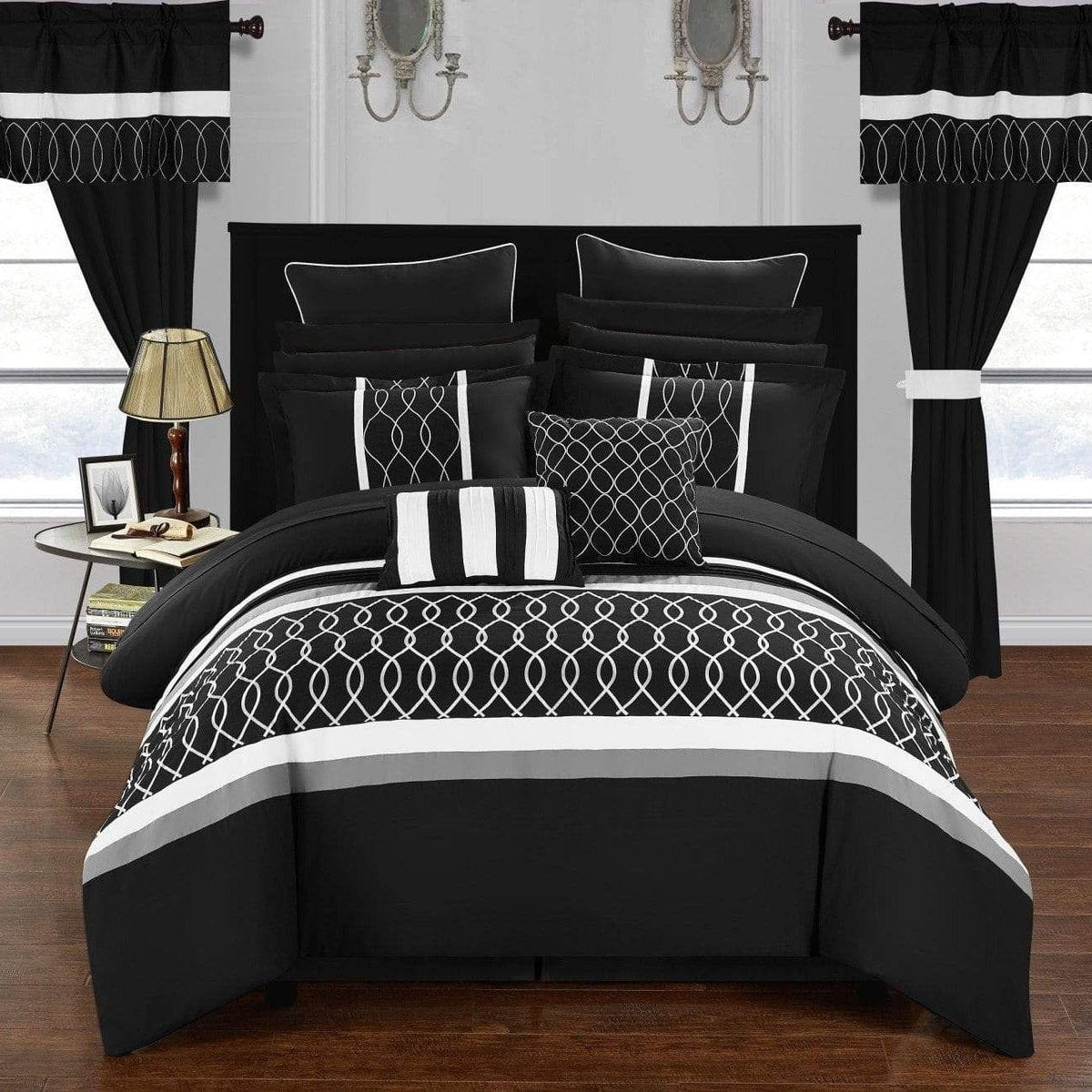 Chic Home Dinah 24 Piece Color Block Comforter Set Black