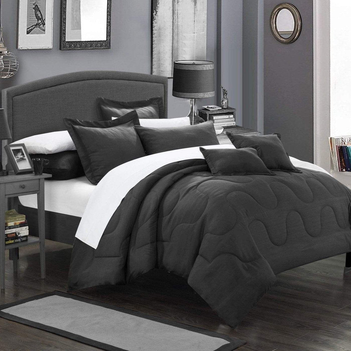 Chic Home Donna 7 Piece Comforter Set Black