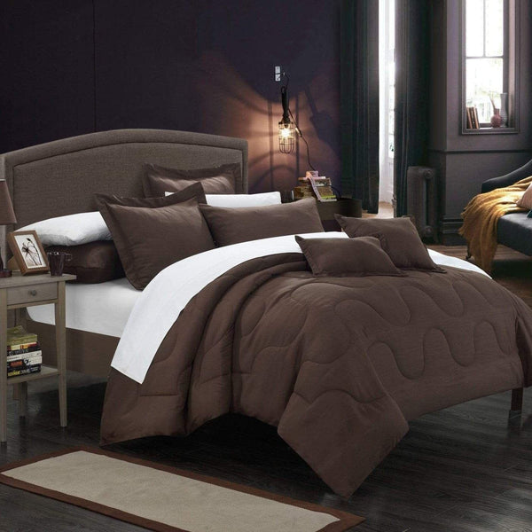 Chic Home Donna 7 Piece Comforter Set Brown