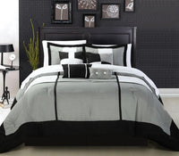 Chic Home Dorchester 12 Piece Patchwork Comforter Set Black
