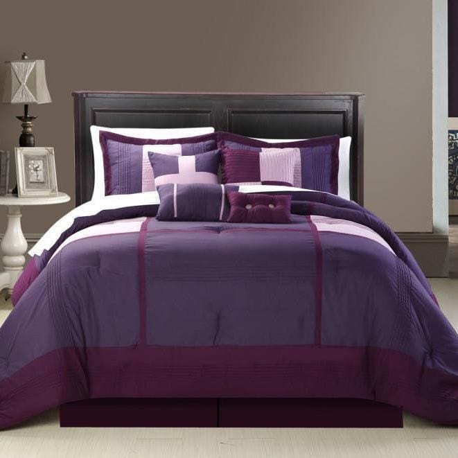 Chic Home Dorchester 12 Piece Patchwork Comforter Set Plum