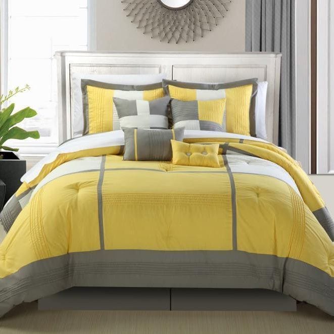 Chic Home Dorchester 12 Piece Patchwork Comforter Set Yellow