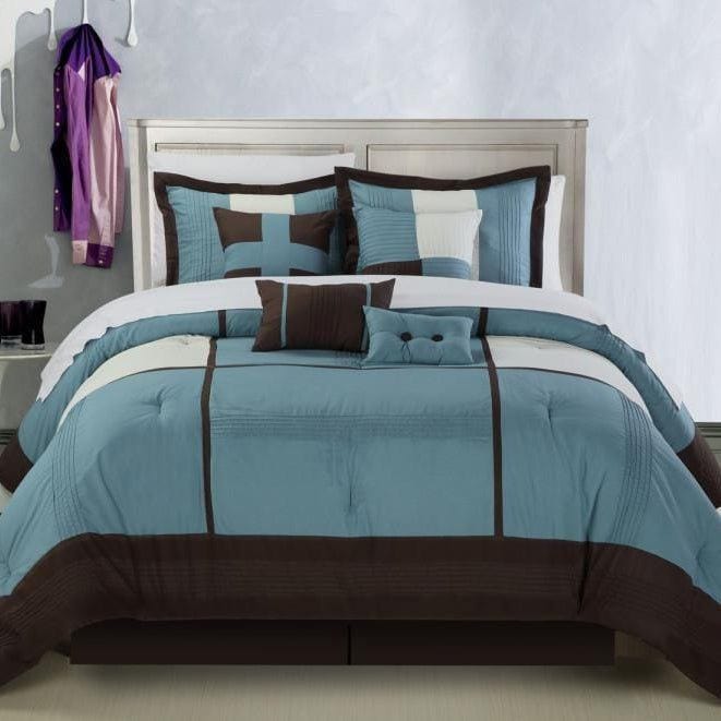 Chic Home Dorchester 8 Piece Patchwork Comforter Set Blue