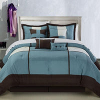 Chic Home Dorchester 8 Piece Patchwork Comforter Set Blue