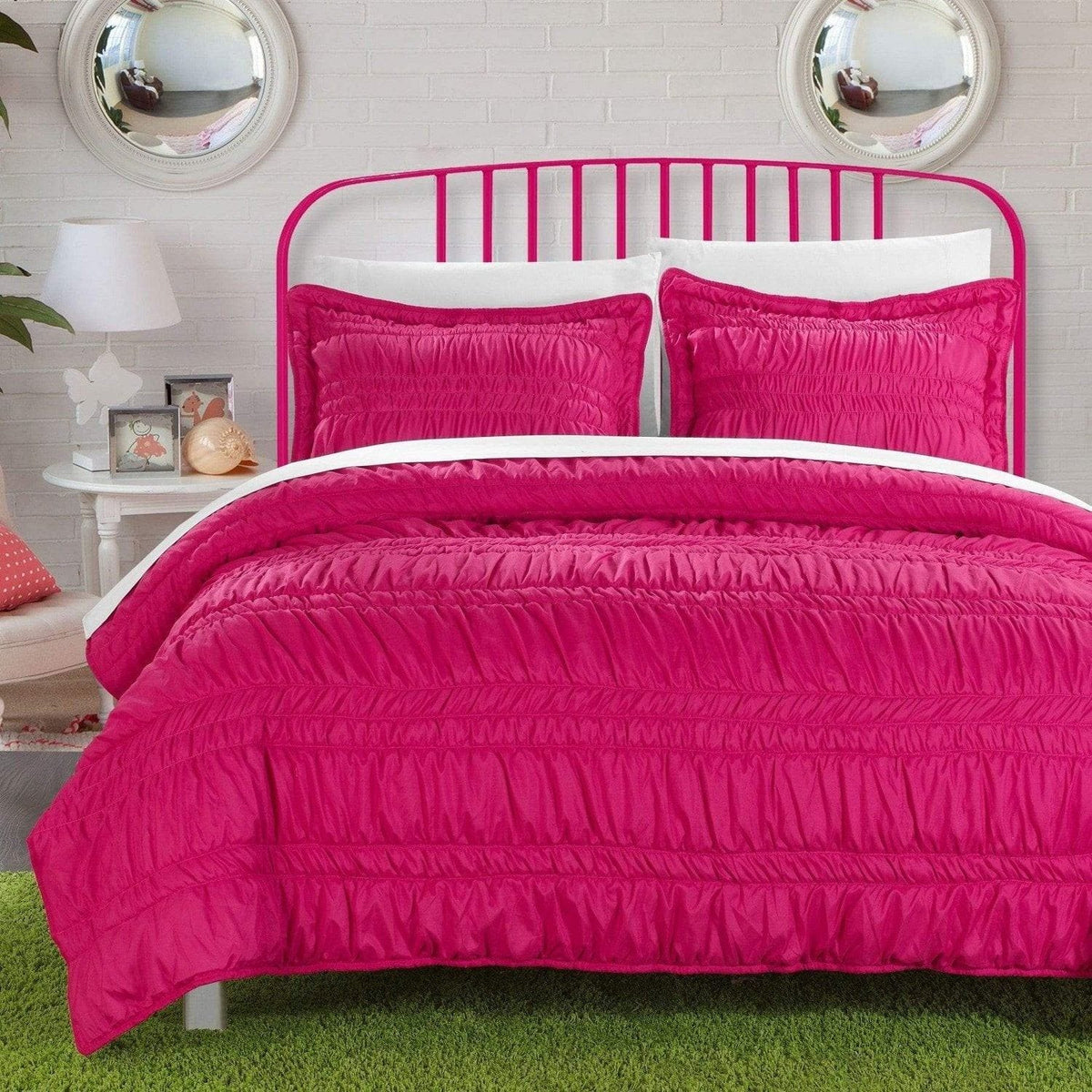 Chic Home Dreamer 3 Piece Ruffled Quilt Set 