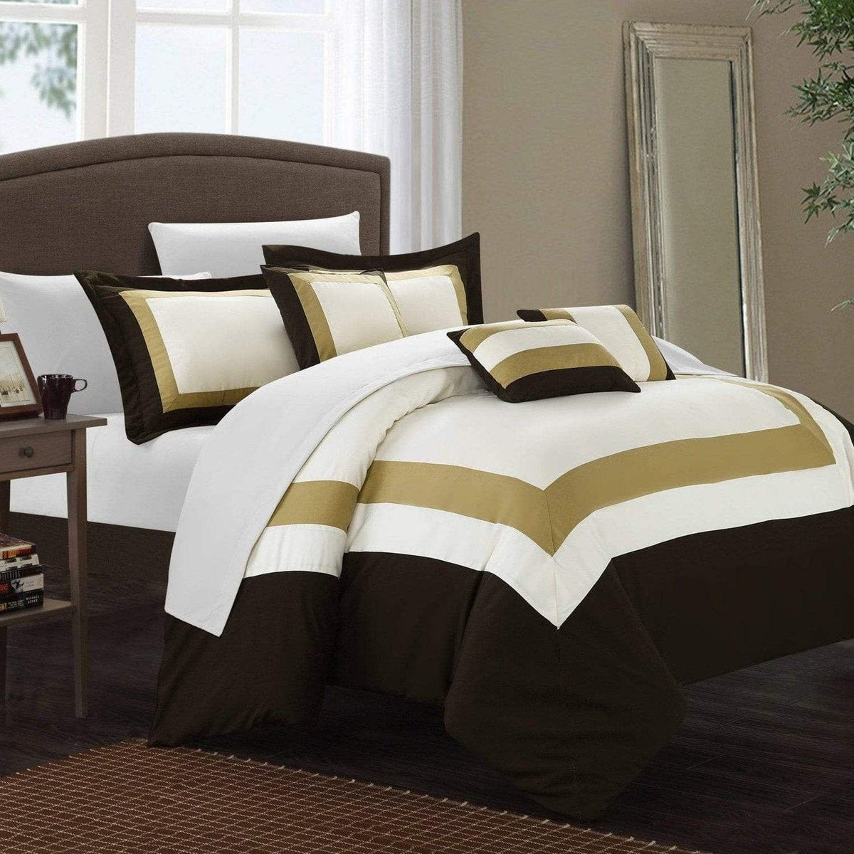 Chic Home Duke 10 Piece Color Block Comforter Set 