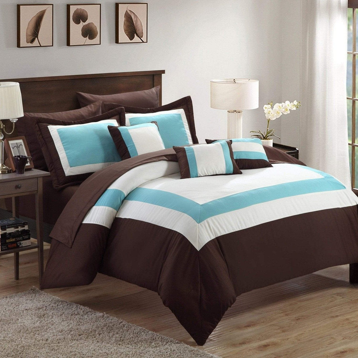 Chic Home Duke 10 Piece Color Block Comforter Set 