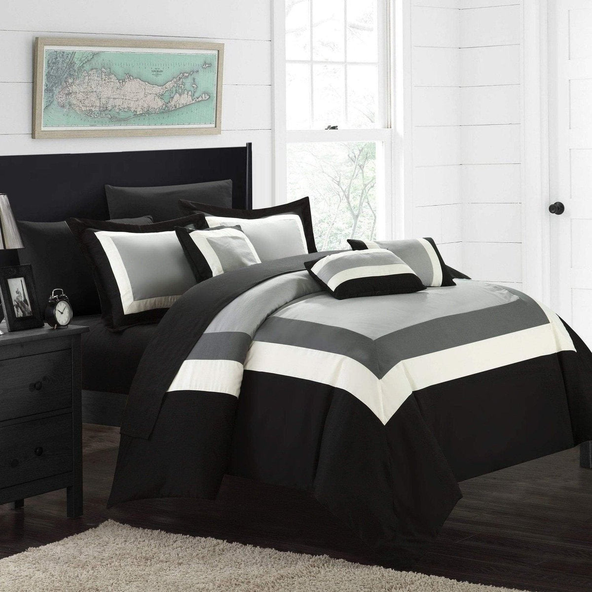 Chic Home Duke 10 Piece Color Block Comforter Set 