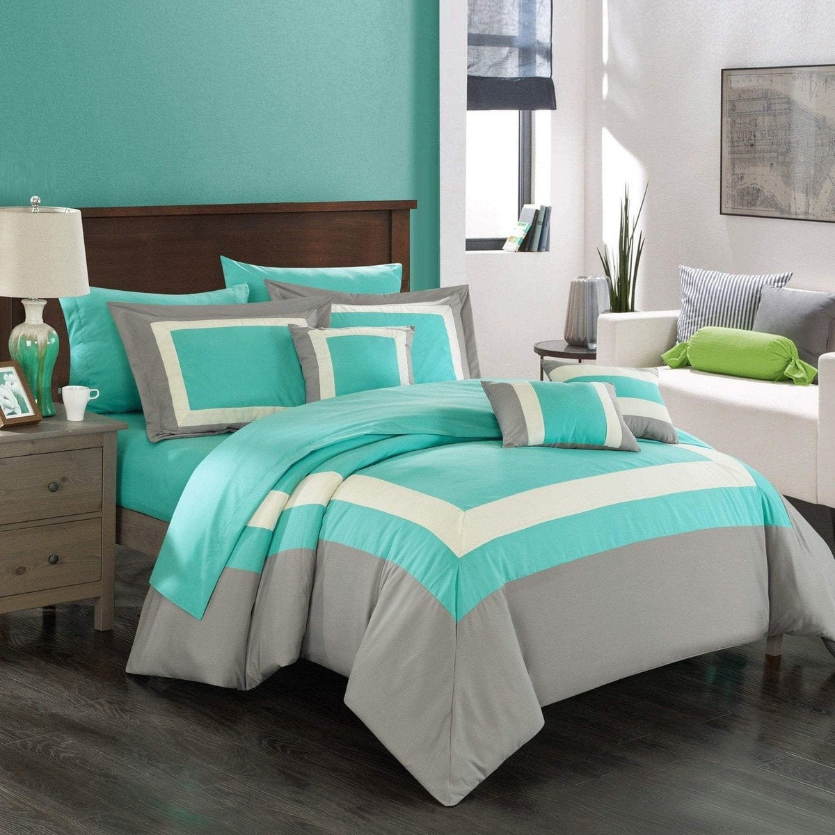 Chic Home Duke 10 Piece Color Block Comforter Set 