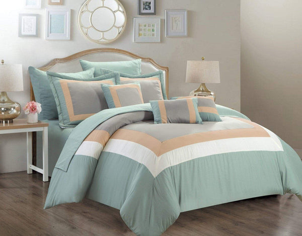 Chic Home Duke 10 Piece Color Block Comforter Set Beige