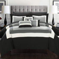 Chic Home Duke 10 Piece Color Block Comforter Set Black