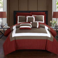 Chic Home Duke 10 Piece Color Block Comforter Set Brick