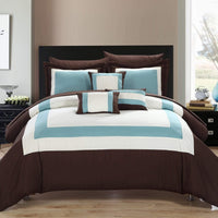 Chic Home Duke 10 Piece Color Block Comforter Set Brown
