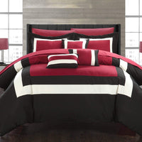 Chic Home Duke 10 Piece Color Block Comforter Set Red