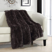 Chic Home Elana Shaggy Faux Fur Throw Blanket Brown