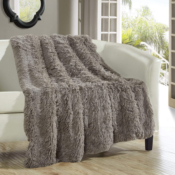 Chic Home Elana Shaggy Faux Fur Throw Blanket Taupe