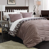 Chic Home Elissa 3 Piece Reversible Duvet Cover Set Brown