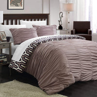 Chic Home Elissa 7 Piece Reversible Duvet Cover Set Brown